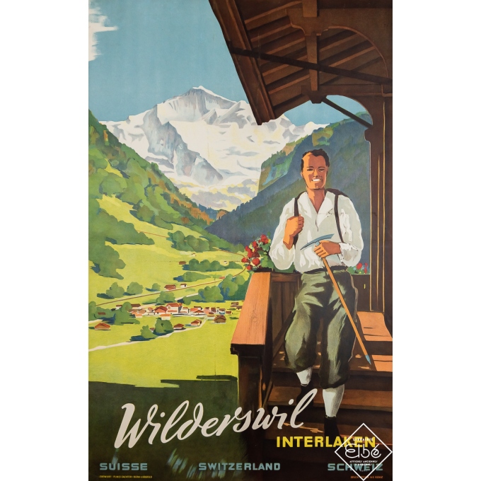 Affiche ancienne de voyage - Wilderswil - Interlaken - Suisse - Zeiler - Circa 1935 - 102 par 64.5 cm