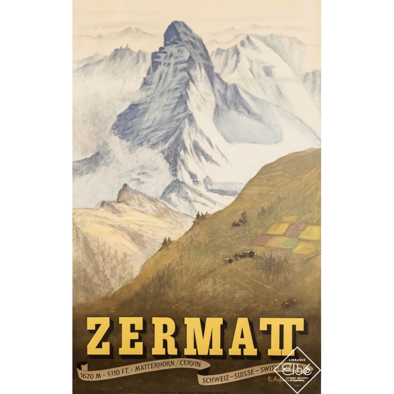 Vintage poster Zermatt - Switzerland by Aufdenblatten 1956