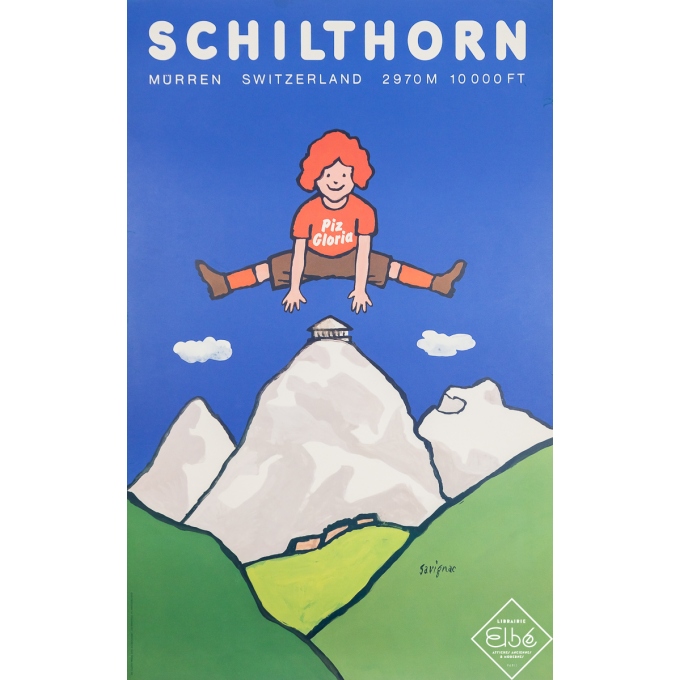 Vintage travel poster - Schilthorn Switzerland - Savignac - Circa 1970 - 40.2 by 25.4 inches