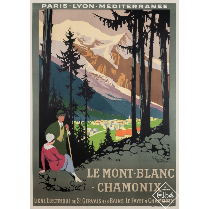 Vintage travel poster - Le Mont Blanc Chamonix PLM - Roger Broders - 1924 - 42.5 by 30.3 inches