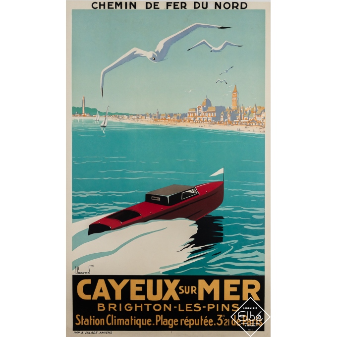 Affiche ancienne de voyage - Cayeux-sur-mer - Pierre Commarmond - Circa 1930 - 100 par 61 cm