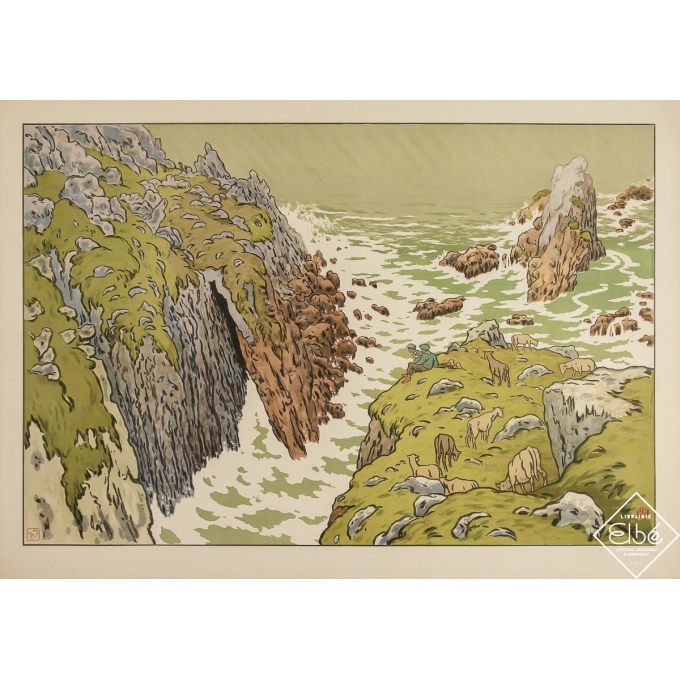 Affiche ancienne de voyage - Côtes d'Armor - Henri Rivière - Circa 1920 - 64.5 par 90 cm