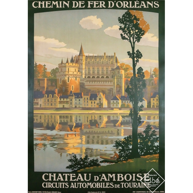 Affiche ancienne de voyage - Chemin de fer d'Orléans Château d'Amboise - Constant Duval - 1922 - 102 par 72.5 cm