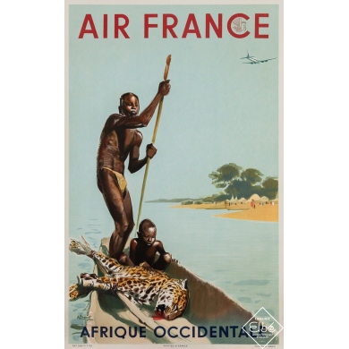 Affiche ancienne Air France Afrique occidentale d'Albert Brénet 1952