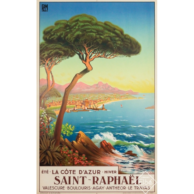 Vintage travel poster - Saint Raphael - PLM - Morel de Tanguy - 1920 - 39.4 by 24.4 inches