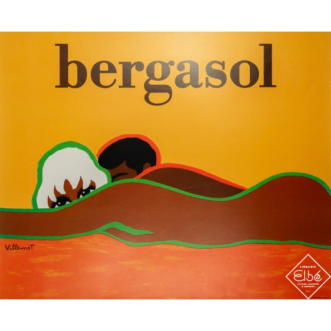 Affiche ancienne de publicité - Bergasol - Villemot - 1970 - 86 par 70 cm