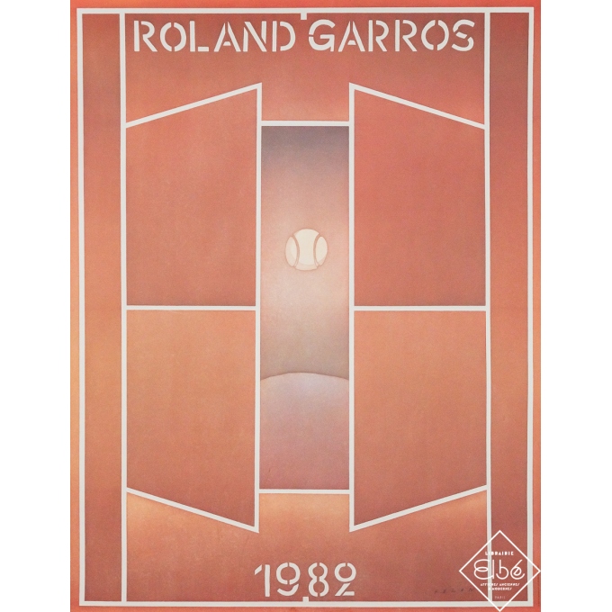 Affiche ancienne de publicité - Roland Garros 1982 - Folon - 1982 - 75 par 57.5 cm