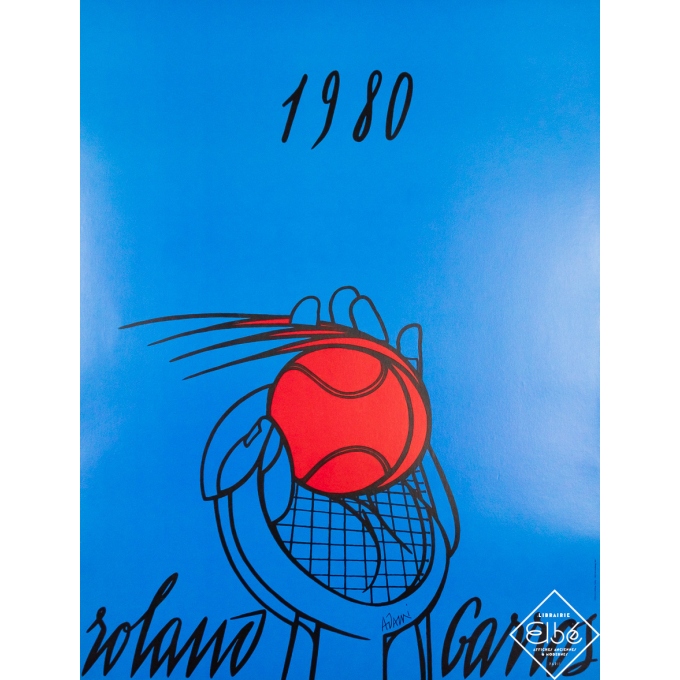 Affiche ancienne de publicité - Roland Garros 1980 - Adami - 1980 - 75 par 57.5 cm