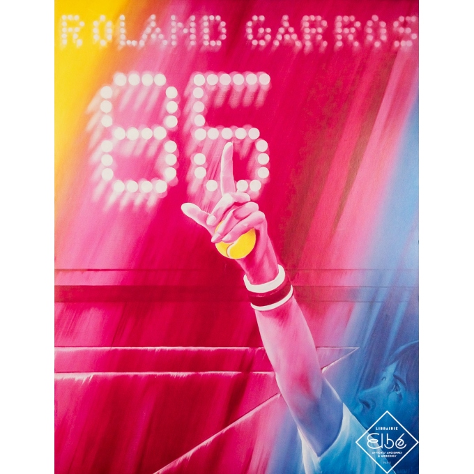 Affiche ancienne originale - Roland Garros 1985 - Monory - 1985 - 74.5 par 57 cm