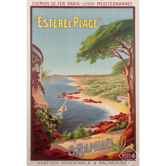 Vintage travel poster - Saint Raphaël - Esterel plage - Henri Gray - Circa 1910 - 43.3 by 29.9 inches
