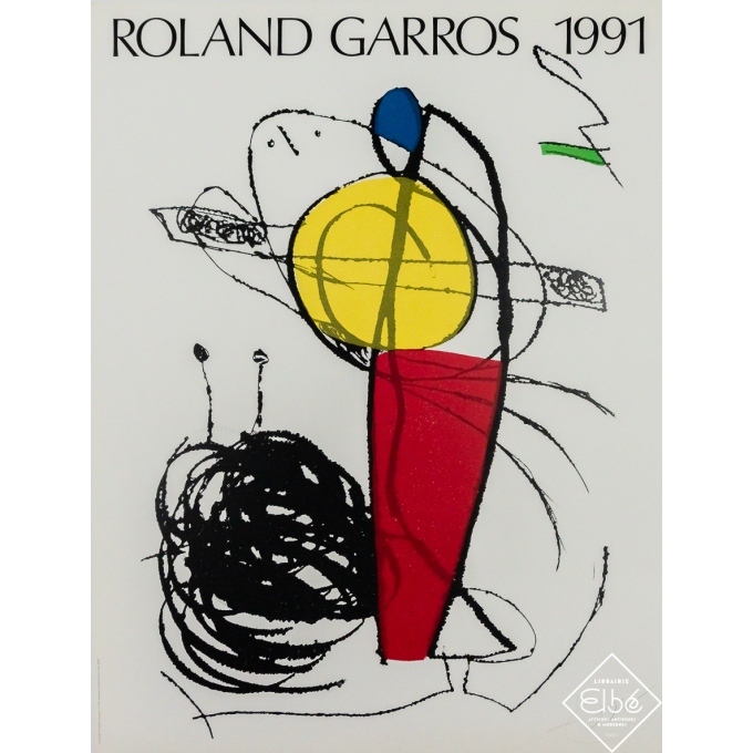 Original vintage poster - Roland Garros 1991 - Joan Miro - 1991 - 29.5 by 22.4 inches