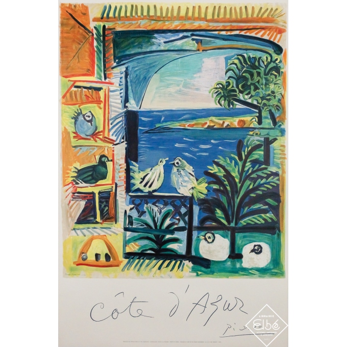 Affiche ancienne de voyage - Côte d'Azur - Picasso - 1961 - 98 par 66.5 cm