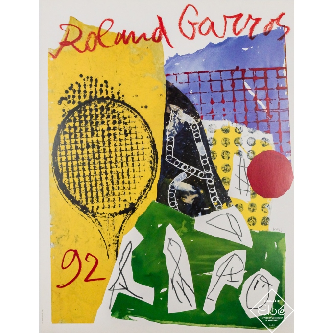 Affiche ancienne de publicité - Roland Garros 1992 - Voss - 1992 - 75 par 57 cm