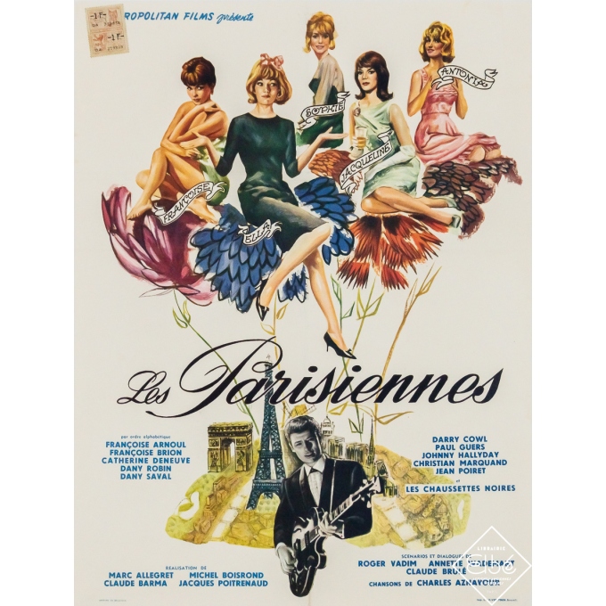 Vintage movie poster - Les Parisiennes - Belgian- Circa 1960 - 18.1 by 13.8 inches