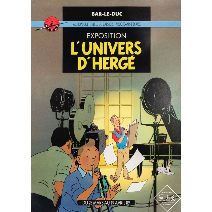 Affiche ancienne originale - L'Univers d'Hergé - exposition - Fondation Hergé - 1989 - 69 par 49 cm