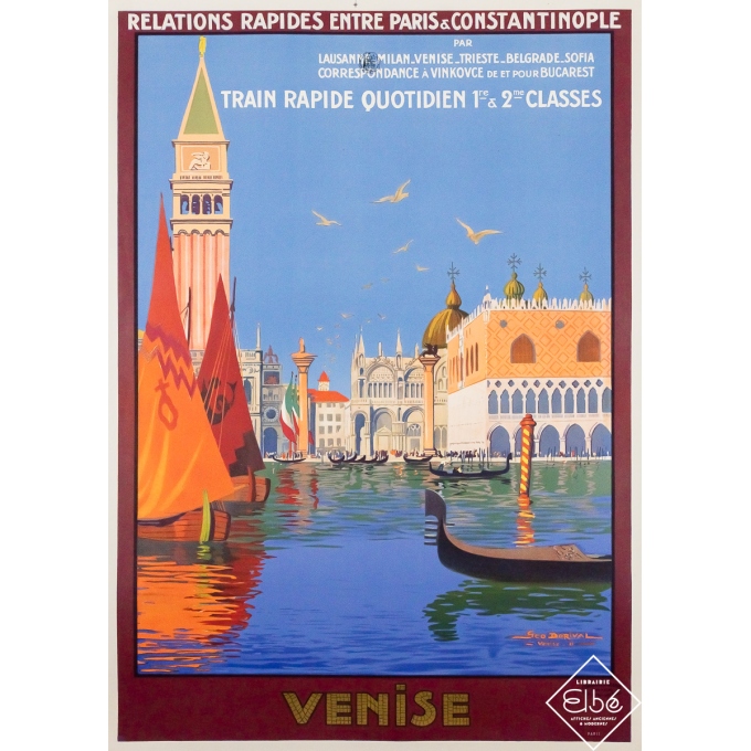 Affiche ancienne de voyage - Venise - Géo Dorival - 1921 - 109 par 78 cm