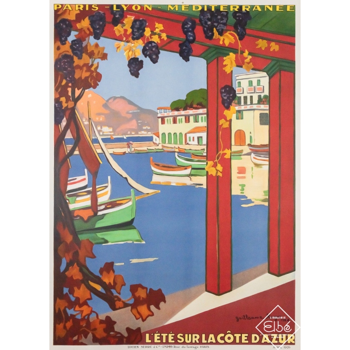 Affiche ancienne de voyage - L'été sur la Côte d'Azur - Guillaume Roger - 1926 - 108.5 par 78.5 cm