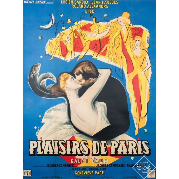 Vintage movie poster - Plaisirs de Paris - René Péron - 1952 - 60.6 by 45.3 inches