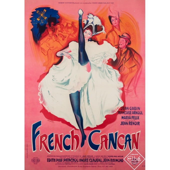 Vintage movie poster - French Cancan - René Péron - 1954 - 63 by 45.3 inches