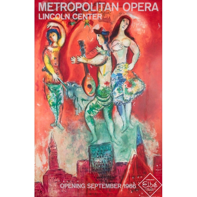 Affiche ancienne originale - Metropolitan Opera Lincoln Center Carmen - Marc Chagall - 1966 - 99.5 par 65 cm