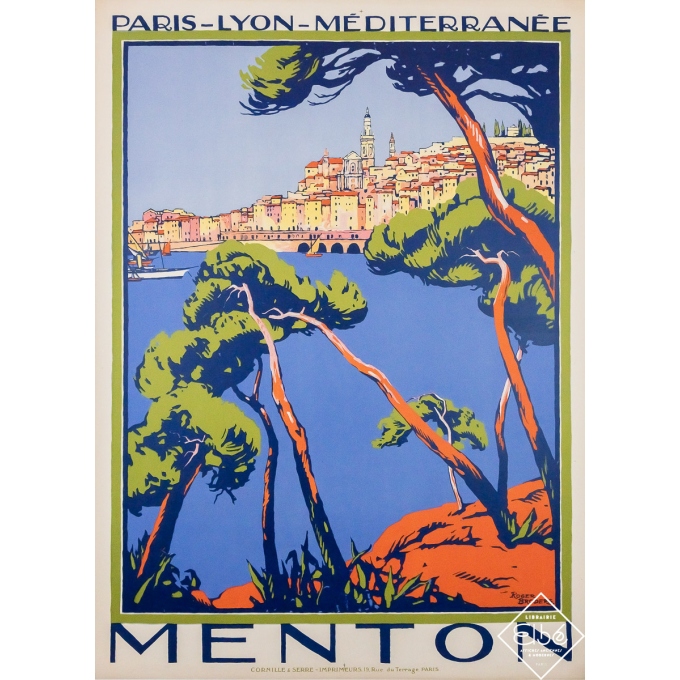 Vintage travel poster - Menton - PLM - Roger Broders - Circa 1920 - 42.7 by 31.1 inches