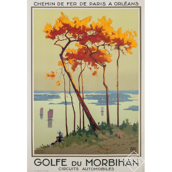 affiche-ancienne-originale-golfe-morbihan-bretagne-1927-charles-hallo-vintage-poster