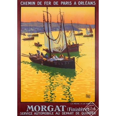 Vintage travel poster - Morgat - Bretagne - Charles Hallo - 1925 - 41.3 by 29.1 inches