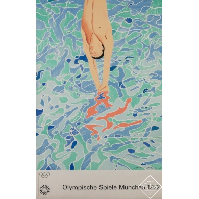 Original vintage poster - Jeux Olympiques de Munich 1972 Hockney - David Hockney - 1972 - 39.6 by 25.6 inches