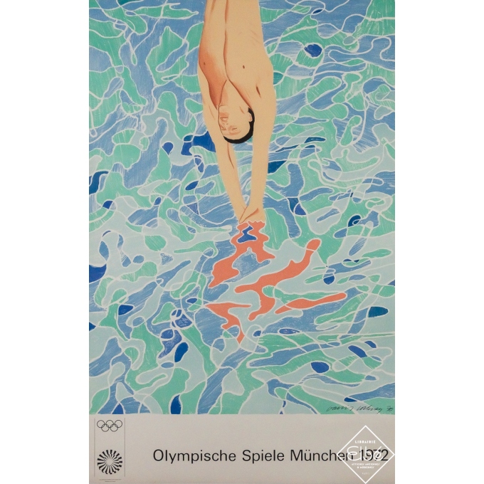 Affiche ancienne originale - Jeux Olympiques de Munich 1972 Hockney - David Hockney - 1972 - 100.5 par 65 cm