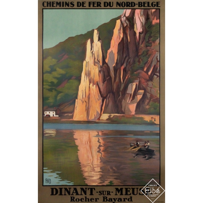 Affiche ancienne de voyage - Dinant-sur-Meuse - Rocher Bayard - Charles-Jean Hallo  - 1920 - 99.5 par 63 cm