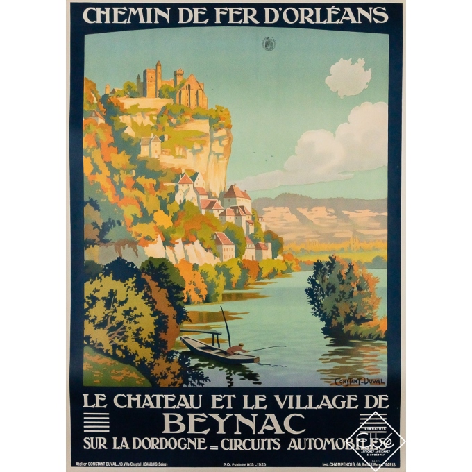 Affiche ancienne de voyage - Beynac sur la Dordogne - Constant Duval - 1923 - 104.5 par 75 cm