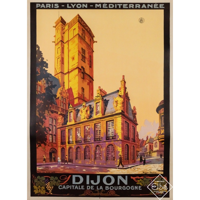 Affiche ancienne de voyage - Dijon - Capitale de la Bourgogne - Roger Soubie - 1922 - 106 par 77 cm