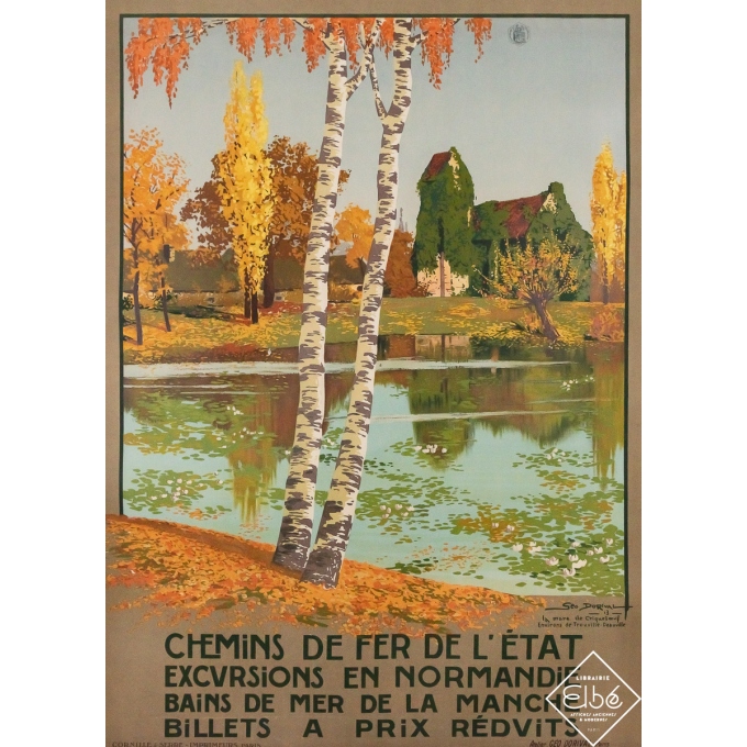 Vintage travel poster - Excursions en Normandie - La mare de Criqueboeuf - Geo Dorival - 1913 - 41.3 by 29.7 inches