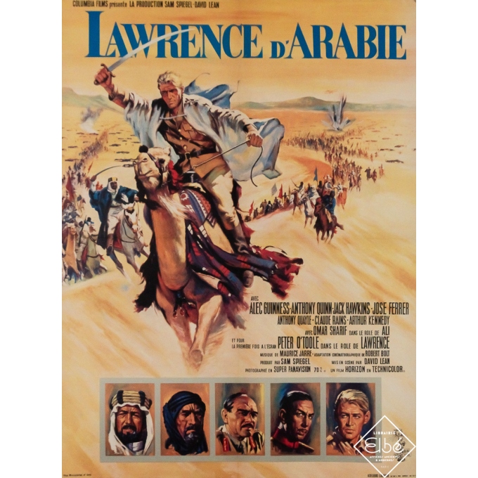 Vintage movie poster - Lawrence d'Arabie de David Lean - 1962 - 30.5 by 22.6 inches