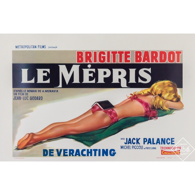 Affiche ancienne de film - Le Mépris - édition belge - 1963 - 35.5 par 54.5 cm