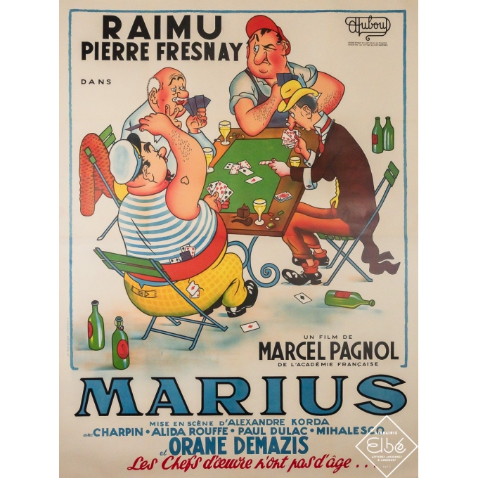 Affiche ancienne de film - Marius - Jean Dubout - 1950 - 160 par 120 cm