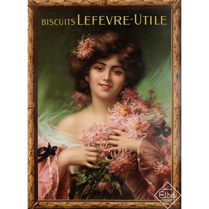 Affiche ancienne de publicité - Biscuit Lefèvre - Utile - Delphin Enjolras - 1910 - 71 par 51.5 cm