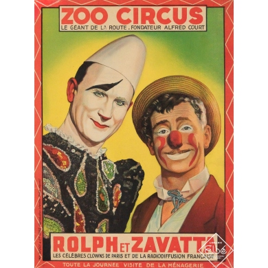 Original vintage poster - Zoo Circus - Rodolph et Zavatta - 1925 - 15.4 by 11.4 inches