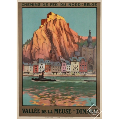 Vintage travel poster - Vallée de la Meuse - Dinant - Charles-Jean Hallo - 1930 - 41.3 by 29.3 inches