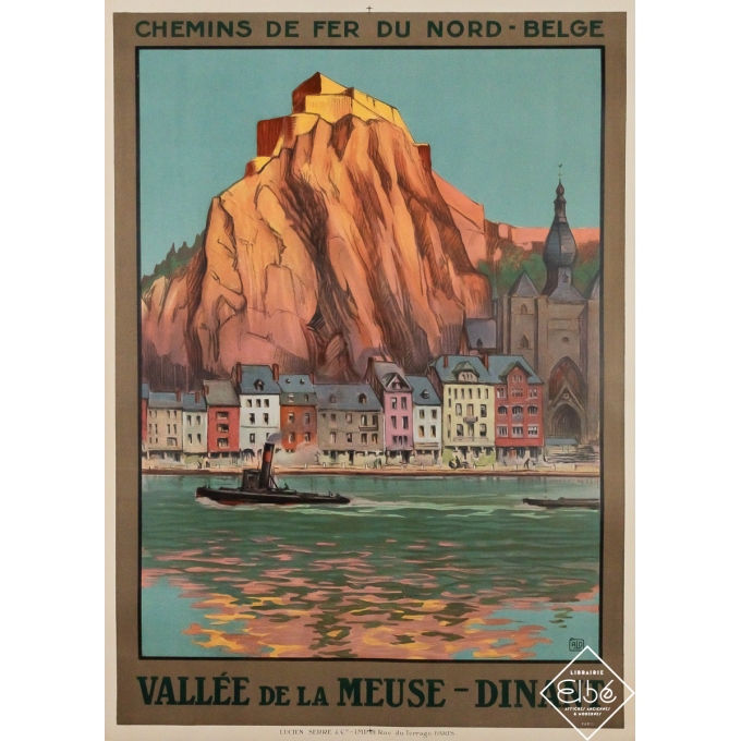 Affiche ancienne de voyage - Vallée de la Meuse - Dinant - Charles-Jean Hallo - 1930 - 105 par 74.5 cm