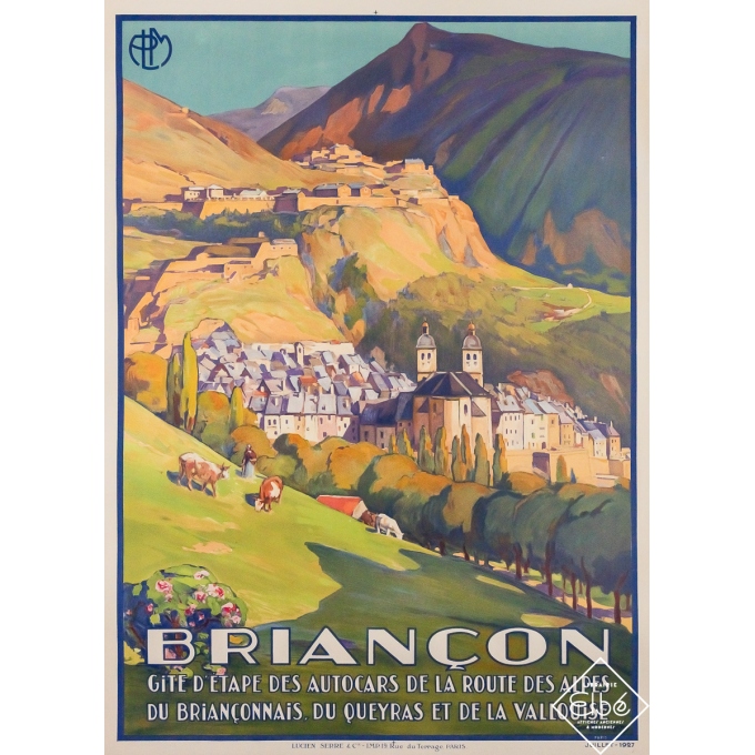 Affiche ancienne de voyage - Briançon - Géo François - 1927 - 107 par 77.5 cm