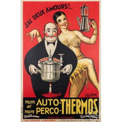 Vintage advertisement poster - Auto perco Thermos - Paul Mohr - 1946 - 59.1 by 38.8 inches