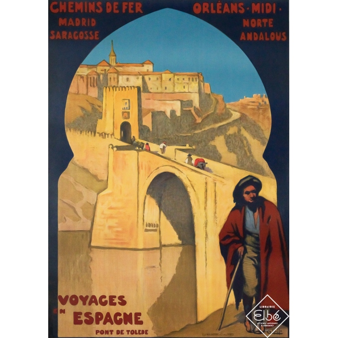 Affiche ancienne de voyage - Voyages en Espagne - Charles-Jean Hallo - 1914 - 104.5 par 75 cm