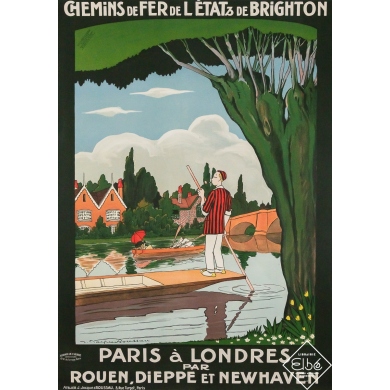 Vintage travel poster - Paris à Londres - Jean- Jacques Roussau - 1920 - 41.1 by 29.3 inches