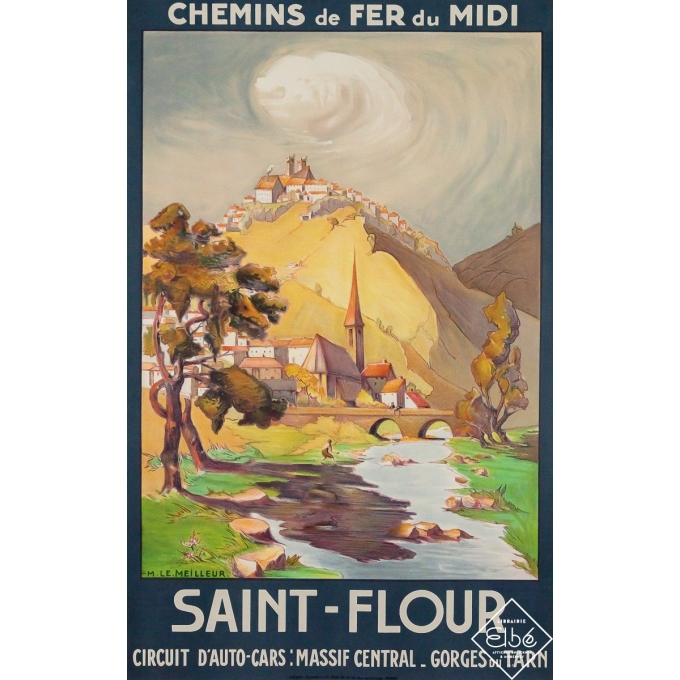 Affiche ancienne de voyage - Saint-Flour - M. LE. Meilleur - 1930 - 99.5 par 63 cm