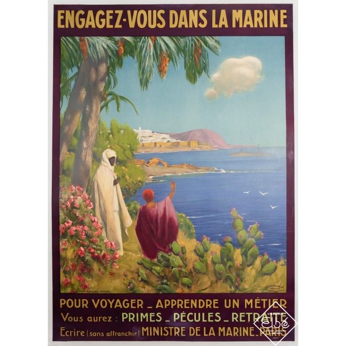 Affiche ancienne originale de voyage - Engagez-vous dans la Marine - Maurice Realier-Dumas - Circa 1925 - 104 par 74 cm