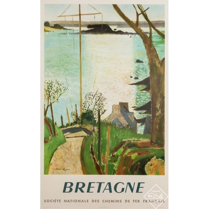 Affiche ancienne originale de voyage - Bretagne - Société Nationale des Chemins de Fer Français  - René Genis - 99 par 61 cm