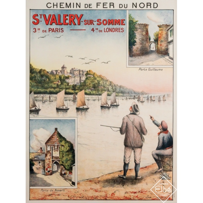 Affiche ancienne originale de voyage - Saint-Valéry-sur-Somme - L. Wufirer  - Circa 1900 - 100 par 74 cm