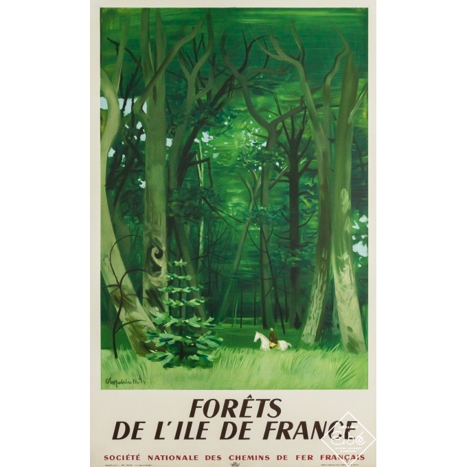 Affiche ancienne originale de voyage - Forêts de l’Ile de France - Chaplin - 99 par 61 cm