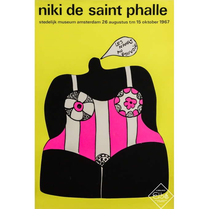 Affiche ancienne originale d'exposition d'après Niki de Saint Phalle - Les Nanas au pouvoir - 95 par 65 cm